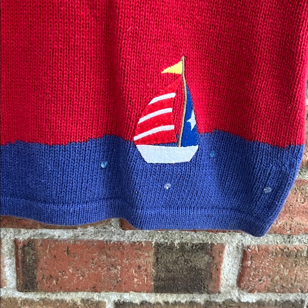 Vintage Quacker Factory Nautical themed shortsleeved sweater size M - Picture 6 of 6
